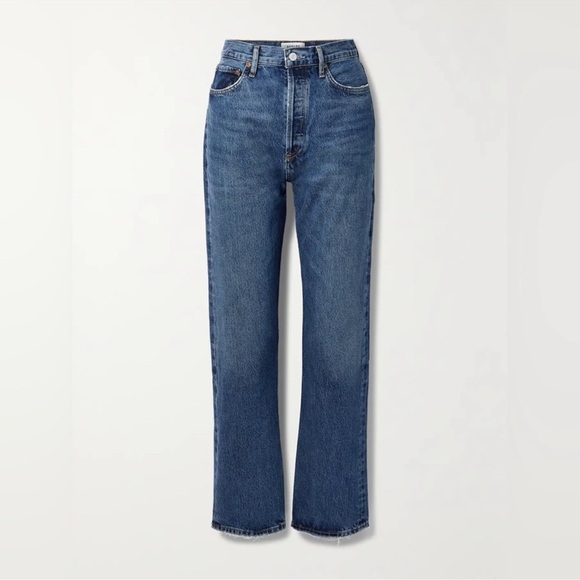 Agolde 90s Pinch Waist Jeans Size 27 100% Cotton Button Fly Distressed Hem - Picture 2 of 14